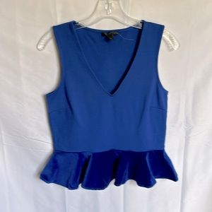 JCrew royal blue top with velvet bottom flounce ruffle. SZ XS-medium.